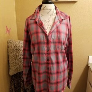 J Crew Red and Gray Button Down